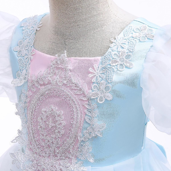 Retro barnklänning flickklänning puffärmad prinsessklänning 140