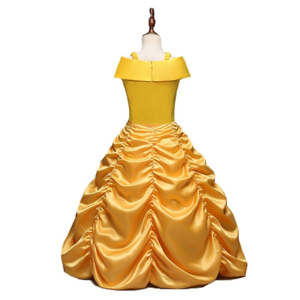 Barn Flickor Skönheten och Odjuret Prinsessan Belle Cosplay Kostym Fest Balklänning Klänning Yellow 9-10 Years