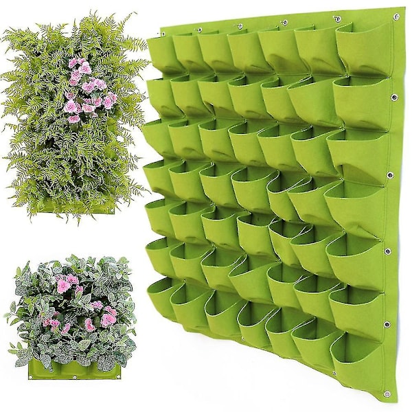 Svarte Grønne Vegghengende Planteposer Blomsterpotte Dyrkepose Hageplanter Vertikal Suculentas Plantepotte Hjemmeinnredningstilbehør Black 49 Pockets