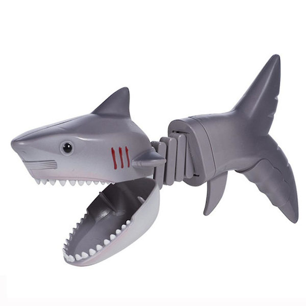 Dinosaurie/Haj Töjbar Fjäderleksak Realistisk Dino Handhållen Manipulator Clip Bite Trick Leksak Present Till Barn Pojkar Grey