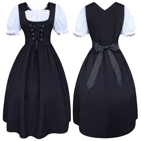 Mode Oktoberfestdräkt för kvinnor Bayersk öl-flicka Drindl Värdshusjungfru Klänning Ny V 3XL