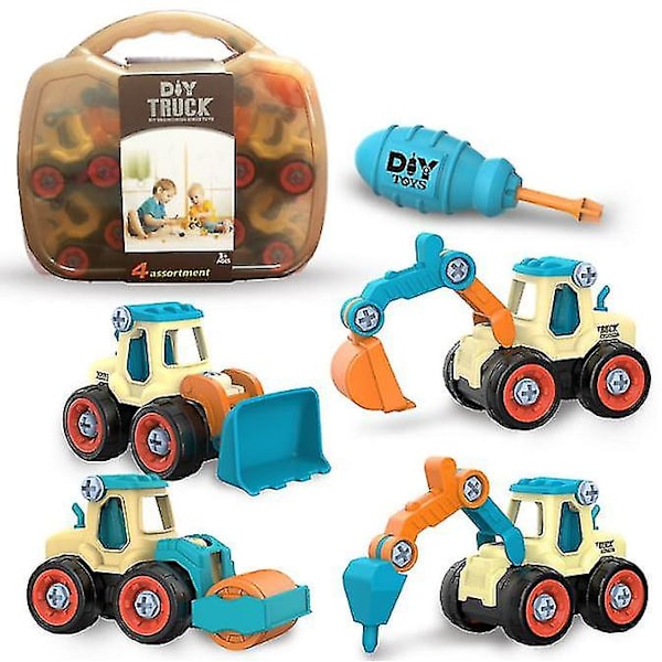 DIY Lelut Autot Purettavat Lelut Kuorma-autot Rakennus Kaivinkone Lelut Lapsille Lahjat blue