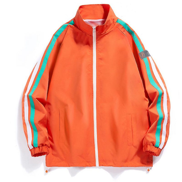 Refleksjakke for menn og kvinner, sykkel, motorsykkel, ungdom, uten hette, langermet vindjakke, baseballuniform, fargeblokk orange XXXL