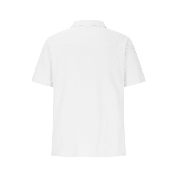 Herr Enfärgad Business Kortärmad Lapel T-shirt Toppar Sommar Casual Pikétröjor White XL
