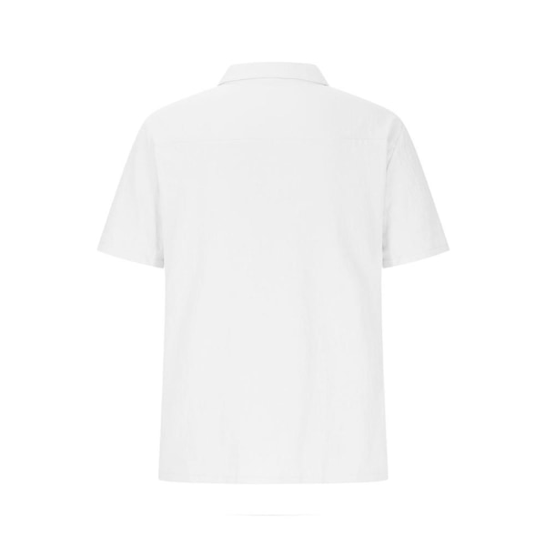 Miesten yksivärinen lyhythihainen kauluspaita kesäinen rento poolopaita White XL