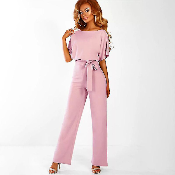 Dame Jumpsuit Casual Bred Ben Dame Aftenfest Lang Playsuit Pink 2XL