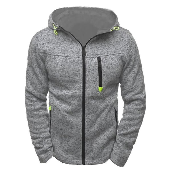 Herre Lynlås Langærmet Hættejakke Sports Casual Hættetrøjer Sweatshirt Toppe Light Grey L