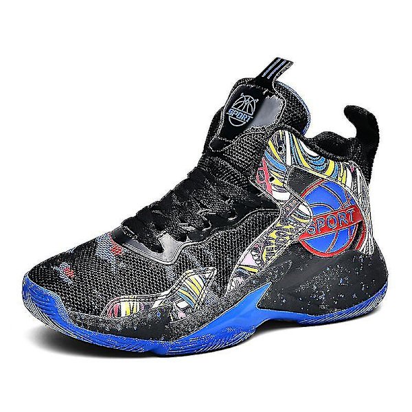 Barn Basketbollskor Andningsbara Sneakers Pojkar Flickor Sportskor Yj8768 Black 34