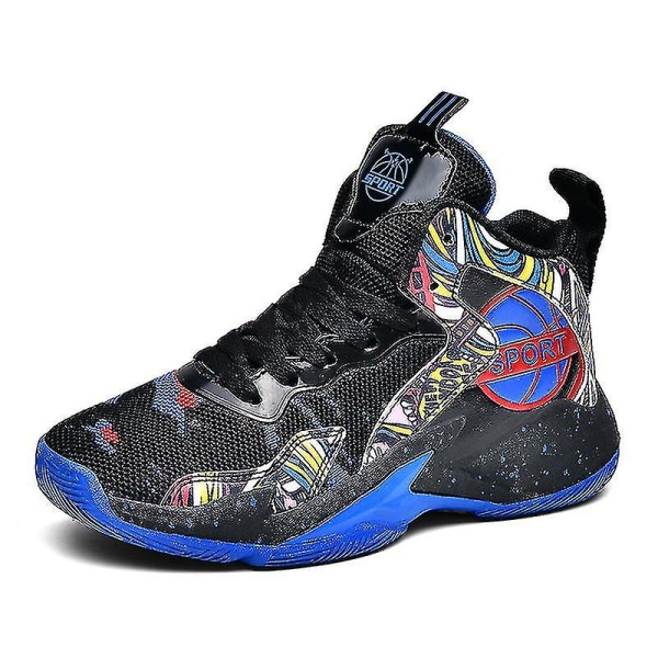 Børne Basketballsko Åndbare Sneakers Drenge Piger Sportssko Yj8768 Black 39