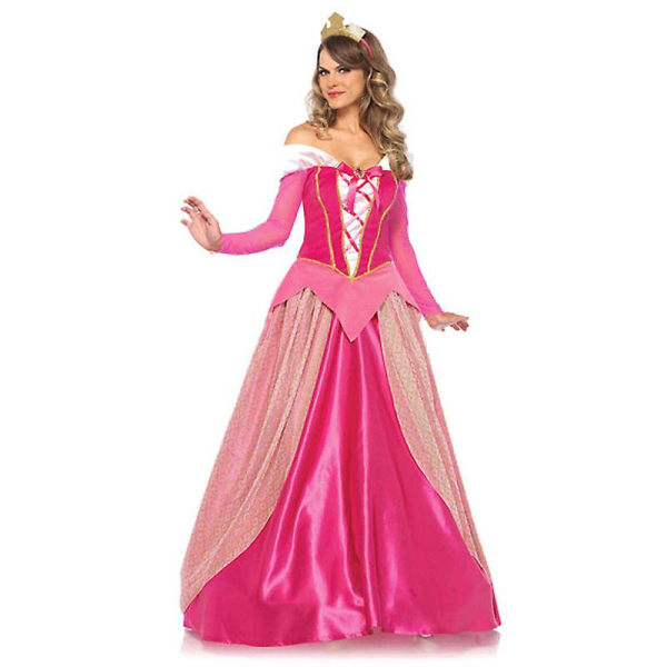 Vuxen Aurora Prinsessklänning Kostym Kvinnors Halloween Cosplay Klänning Pink XXL