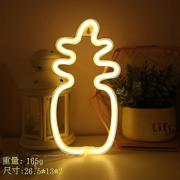 Led Neon Ljus Väggkonst Skylt Sovrumsdekor Regnbåge Hängande Nattlampa Hemfest Semester Dekor Julgåva Pineapple