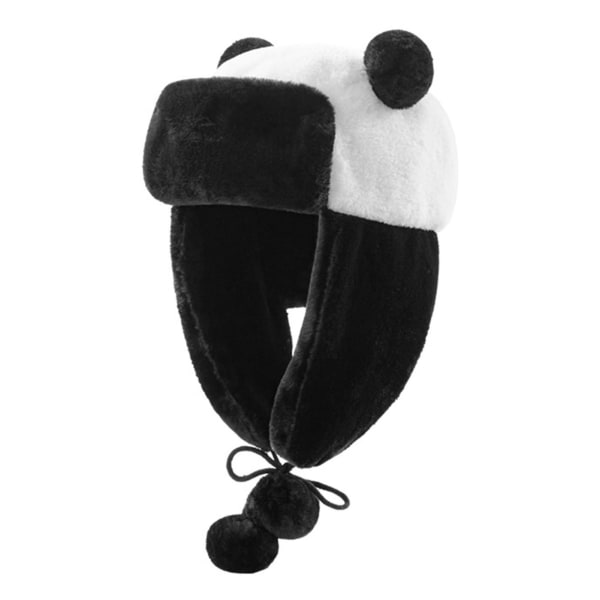 Lämmin Söpö Panda-muotoinen Lentäjämyssy Tuulenpitävä Kasvojenlämmitin Korvaläpät Talvimyssy Päivittäiseen & Ulkoiluun Ostoksille Hiihtoon White