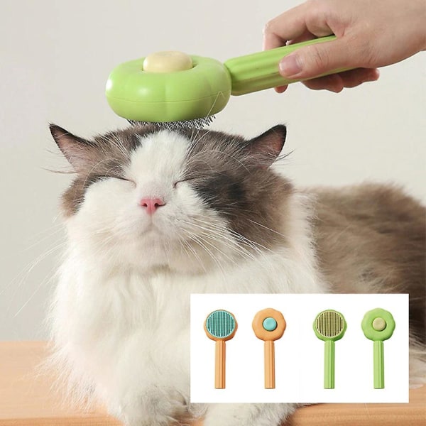 Professionell husdjursborste för pälsrengöring - Självrengörande nålkam för katt- och hundvård Orange