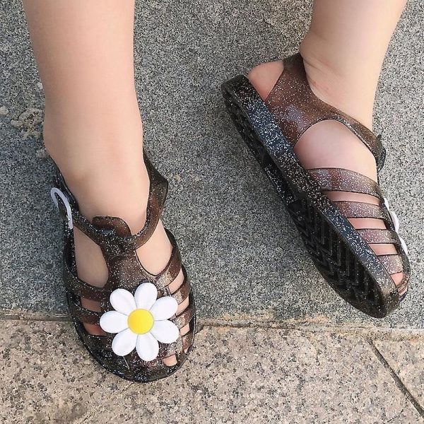 Nye sommerbørns Jelly Princess sandaler søde blomster børnesandaler piger småbørn baby åndbare hule sko B Size 27