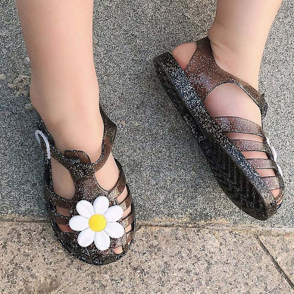 Uudet kesän lasten hyytelösandaalit prinsessatyyliin, suloiset kukat, lasten sandaalit, tyttöjen taaperoikäisten vauvojen hengittävät ontot kengät B Size 31