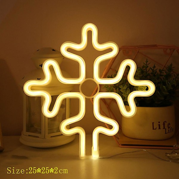 LED Neonljus Väggkonstskylt Sovrumsdekor Hängande Nattlampa Hemfest Högtidsdekor Julklapp Snowflake