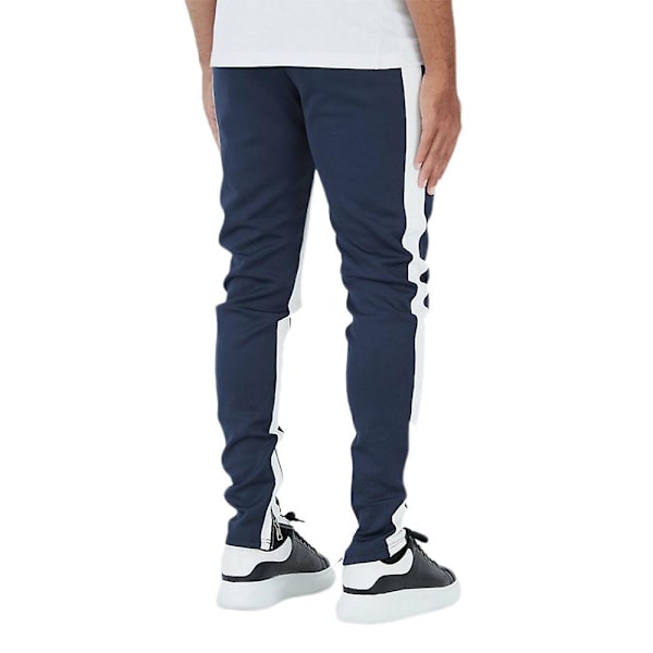 Herr Dragsko Färgblock Casual Långbyxor Slim Fit Mjukisbyxor Sportbyxor Navy Blue XL