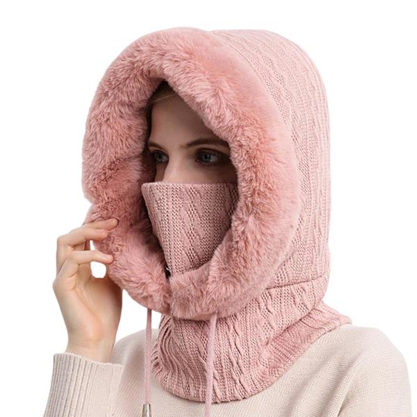 Vinter Utendørs Ridehodeplagg Kuldebestandig Skilue Varmt Skjerf Maske Ett-delt Kuldebestandig Hodeplagg Pink