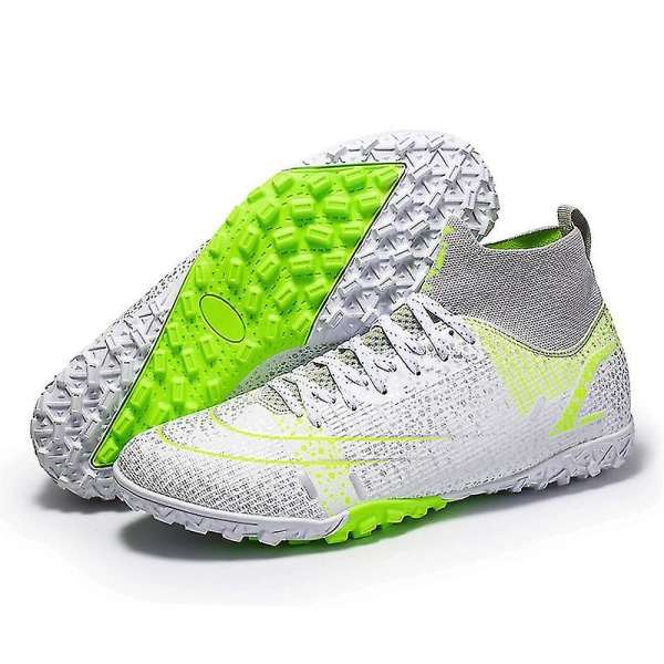 Fotbollsskor för män med hög ankel, TF, hög kvalitet, andningsbara, utomhus, gräs, fotbollsträning, match, sneakers, barn, pojkar White 41