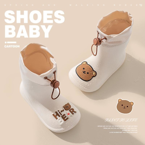 Tegneserie Børne Gummistøvler I Rørform Vandtætte Børnesko Letvægts Varme Børne Vandsko. Rice white bear 18 (internal length 17.5cm)