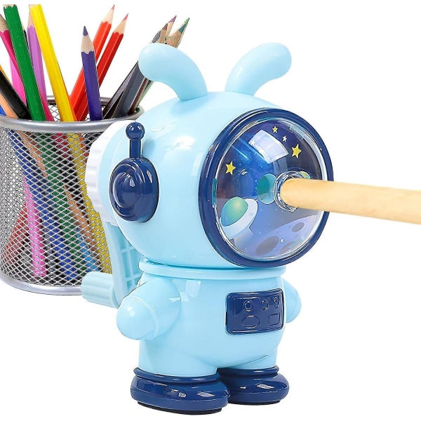 Manuell Blyantspisser, Space Rabbit Formet Blyantspisser, Kunst Blyantspisser, Klasseroms Blyantspisser For Studentgaver Blue