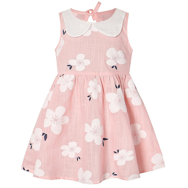 Sommar Småbarn Baby Flickor Prinsessa Ärmlös Blommig Klänning Semester A-linje Klänningar Pink 5-6 Years