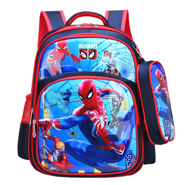 Barn Pojkar Ryggsäck Spiderman Print ryggsäck Studenter skolväska med penna påse Blue