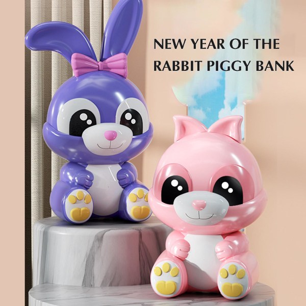 Söt kanin sparbössa spargris kreativ unik sparande leksaker för barn födelsedag nyårsgåvor Purple Non-luminous