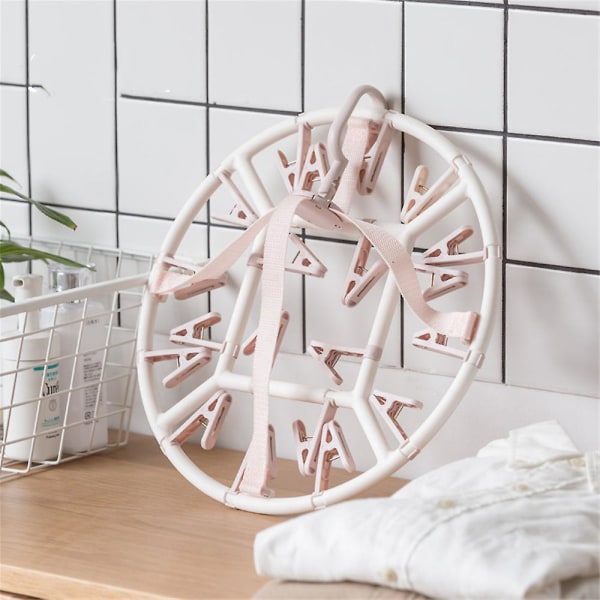 Cirkulär Roterande Klädhängare 20 Klämmor Hushåll Underkläder Strumpor Klädhängare Lotus Root Starch