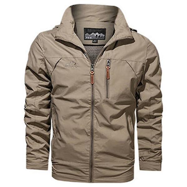 Herre Vinter Hette Army Frakk Taktisk Militær Jakke Kamp Yttertøy Khaki 2XL