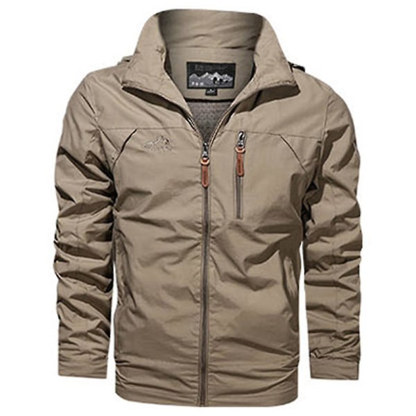 Herre Vinter Hette Army Frakk Taktisk Militær Jakke Kamp Yttertøy Khaki 4XL