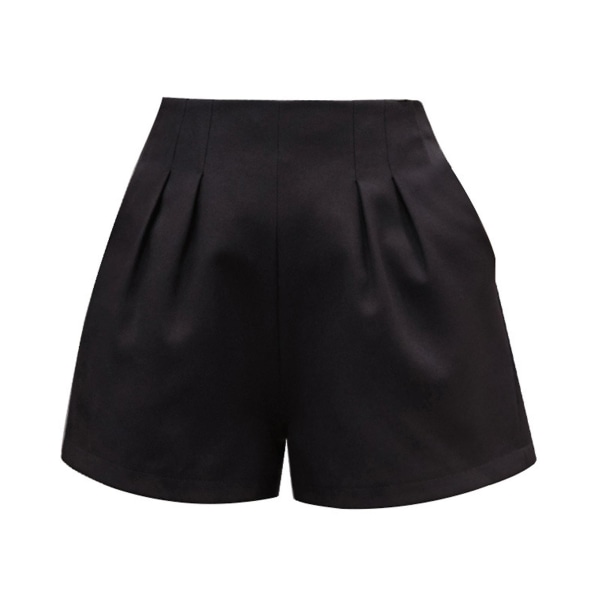 Sommarshorts för damer, hög midja, ledig A-linjemodell, hotpants för shopping och semester Black L