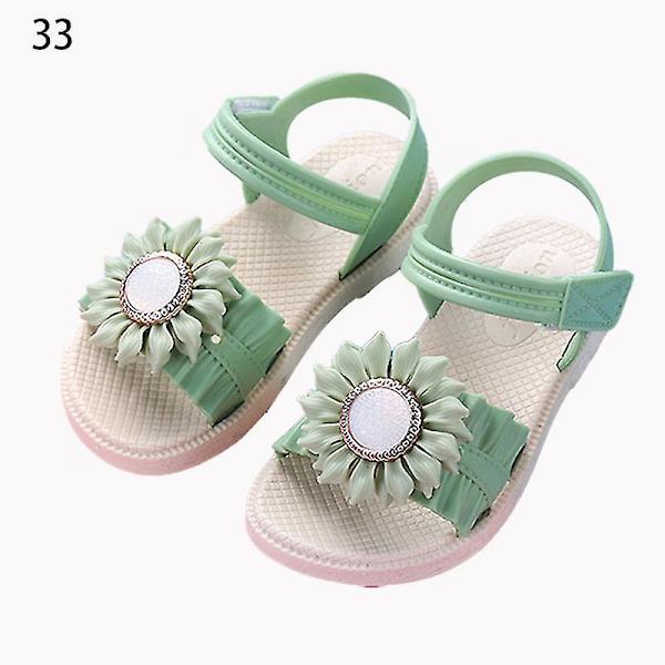Pigesandaler med åben tå, margueritblomst, sommerstrandsko med PVC-sål, skridsikre Green 33