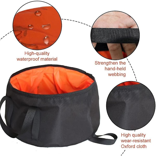 Hopfällbar Hink Utomhus Vikbar Vattenbehållare Bärbar Vattenbehållare För Resor Camping Orange