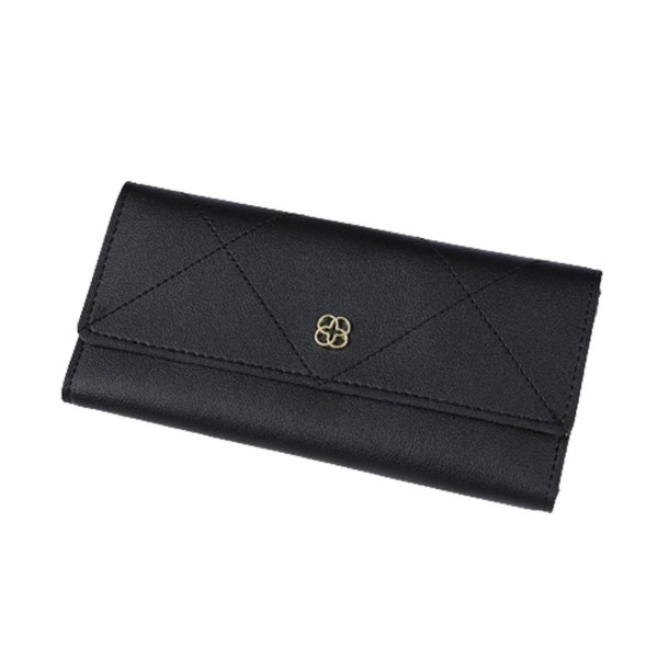 Kvinnors Bifold lång plånbok Mjukt läder Tunn Dam Clutch För Researbete Daglig användning Black