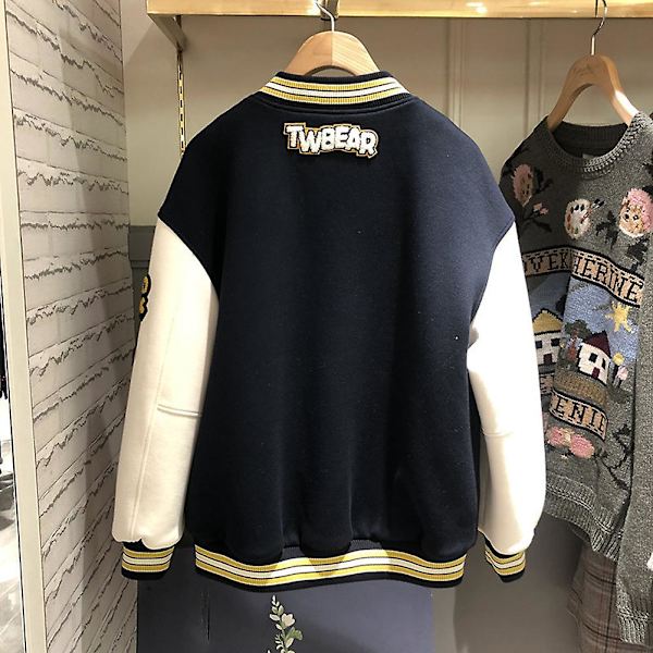 Høst Vinter Herre Basketballjakke Spleising Farge Stilig Utendørsjakke For Shopping Black M
