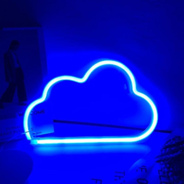 Moln Neon Skylt, LED Neon Ljus Vägglampa Väggdekor, Batteri Eller USB-driven Lysande Neon Skylt För Sovrum, Barnrum, Vardagsrum, Bar, Fest, Jul blue