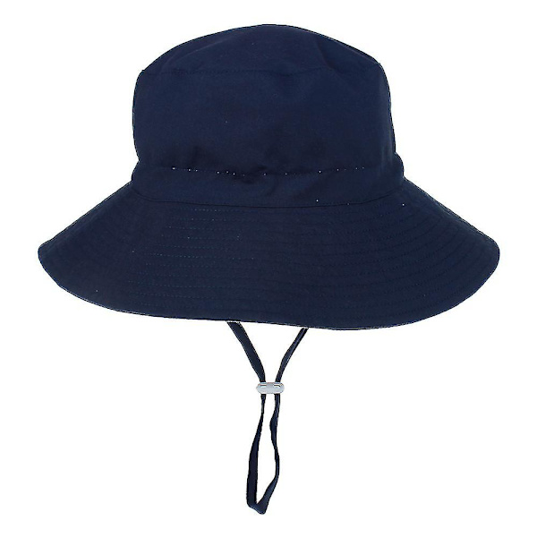 Sommar Solhatt för Baby 0-8 År Flickor Pojkar Utomhus UV-skydd Strandhatt Simhattar Bred Brim Barn Hinkhatt Navy blue Small