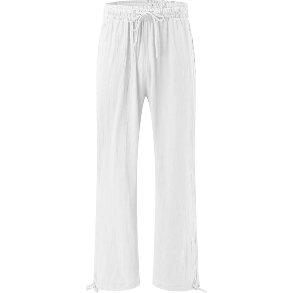 Naisten joogahousut taskuilla urheiluun, urheiluun, sopivat ystävien tapaamisiin White XL