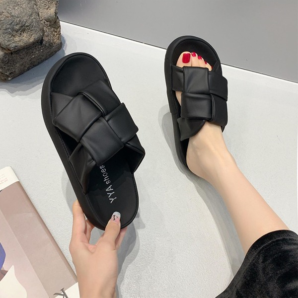 Slippers med åpen tå for kvinner, sklisikre sandaler egnet for camping, innendørs gåturer Creamy-white 36