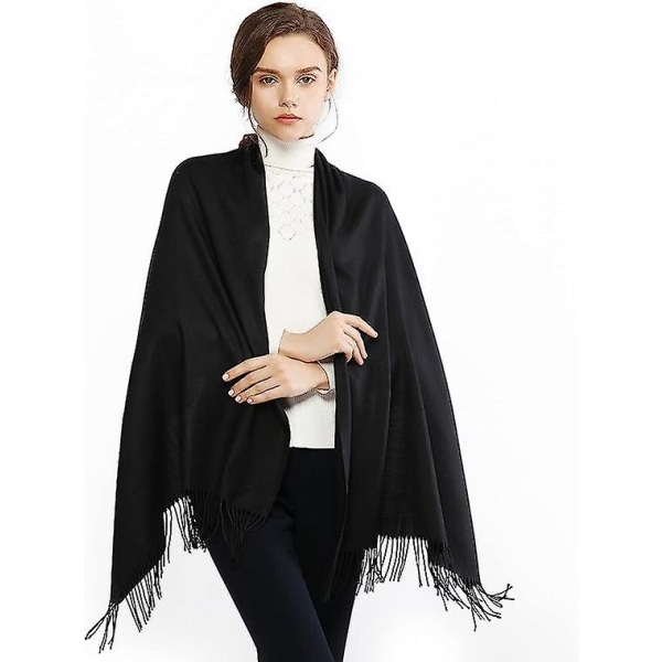 Dame Tørklæder, Cashmere Sjaler og Emballage til Dame Vinter Bryllupstørklæder black