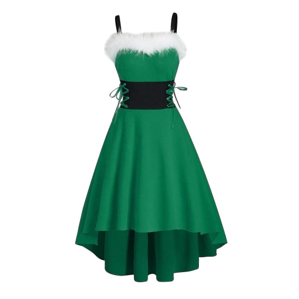Grön dam vuxen julklänning Steam Asymmetrisk Sneer Style, polyestermaterial XXL