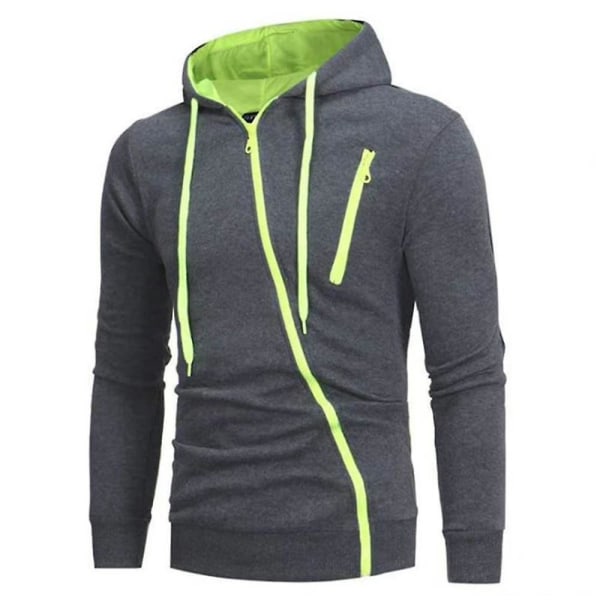 Slim Fit Hoodies Jacka för Män, Casual Sport Långärmad Dragkedja Huvtröja Ytterkläder Dark Gray M