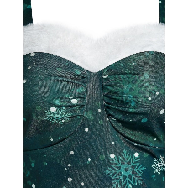 Dame Vintage Julekjoler Ombre Farve Snefnug Print Off Shoulder Festkjole S