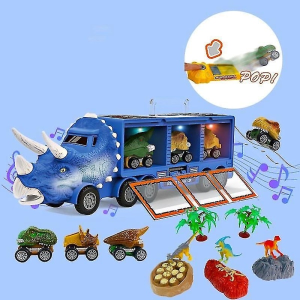 Dinosaurietransport leksaksbil med musik och ljus modellleksaker Green