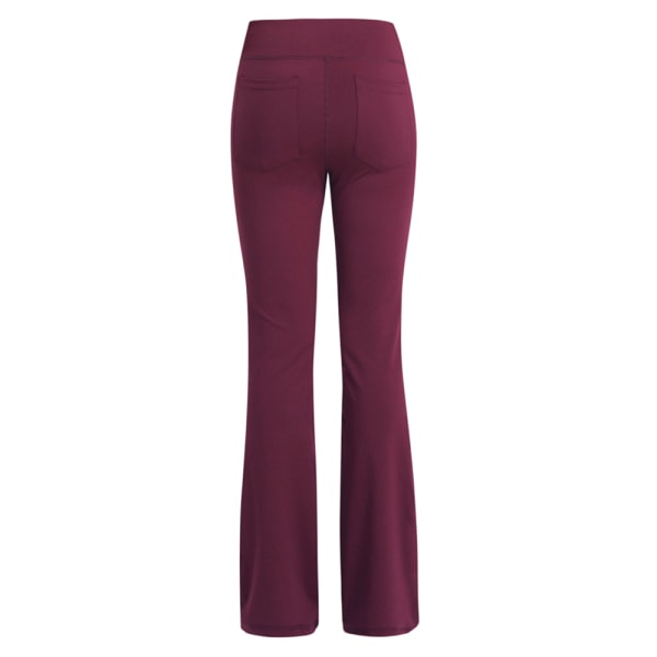 Kvinnor vida benbyxor Casual Stretch Yoga Pant Lounge byxor vinröd wine red XL