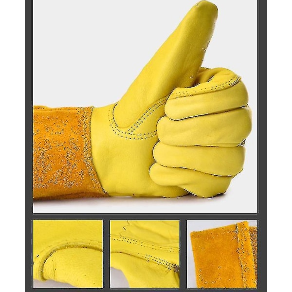 Långa trädgårdshandskar i hjortläder Yellow XL