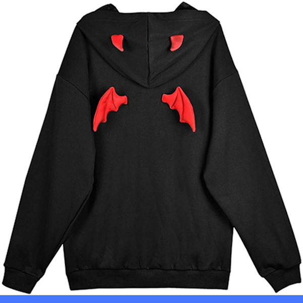 Liten Djävul Hoodie Aesthethic Kvinnor Hooded Sweatshirt Casual Lös Långärmad Hoodies Pullover Toppar Vår Höst Hooded M