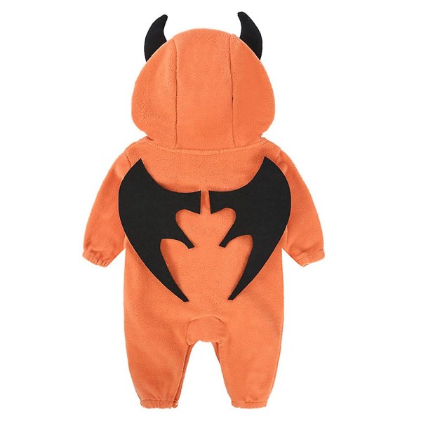 Halloween Creepy Pumpkin Devil Print Button Romper Hooded Jumpsuit Kostym för nyfödd baby Barn Flickor Pojkar Kläder 18-24 Months