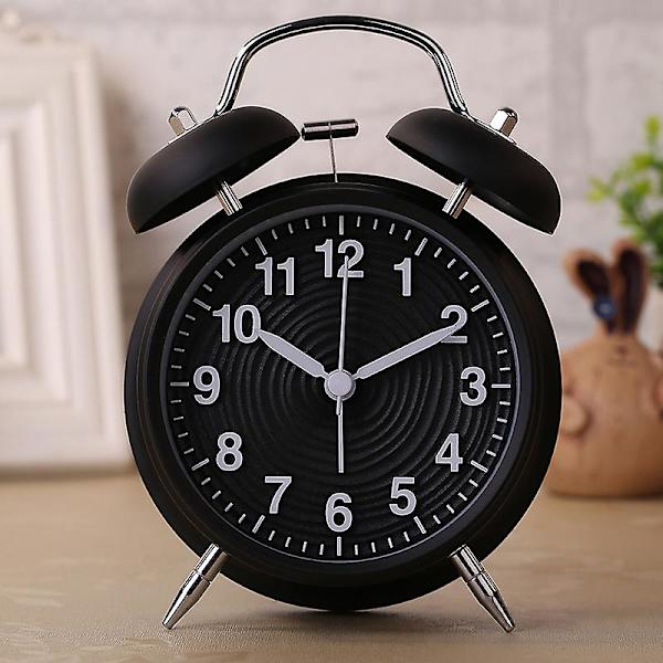 4 tum Alarmklocka Retro Klocka Metall Klocka Alarmklocka White